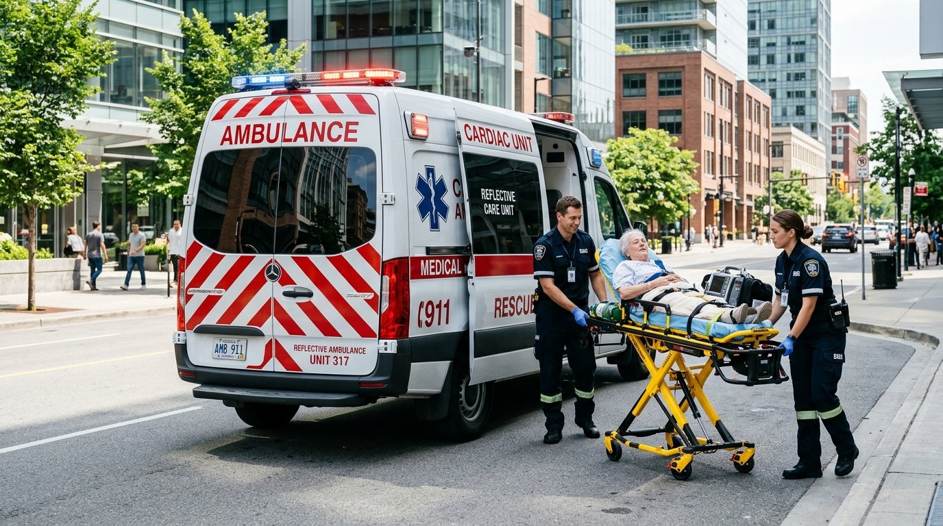 Health Care Cardiac Ambulance Vehicle and Medical Team
